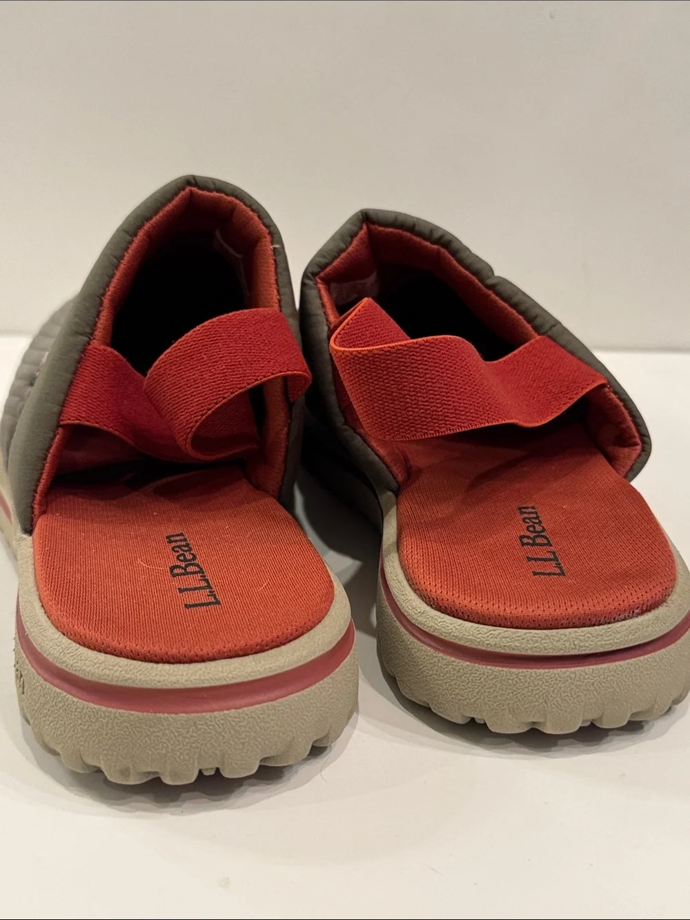 L.L. Bean Olive Green Slip-On slipper mule with Red Insole size 3-4